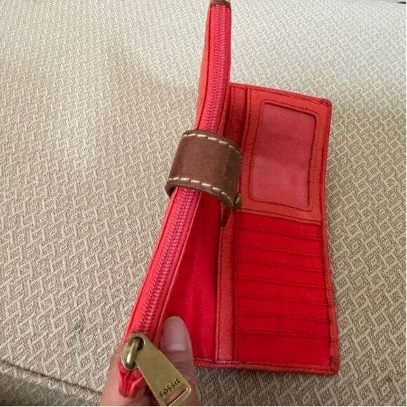 Fossil Orange Pebbled Leather Wallet - Picture 6 of 6